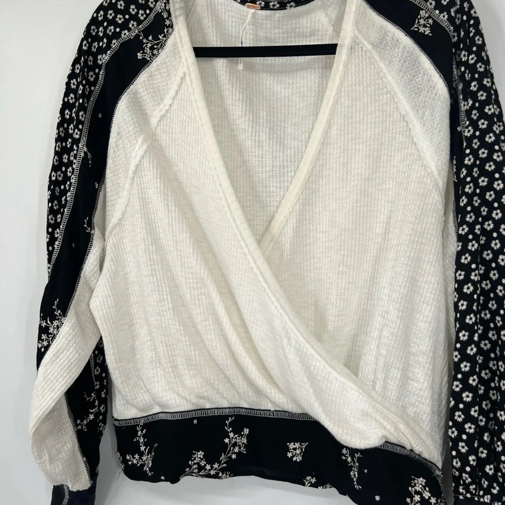 Free People Auxton Floral Thermal Long Sleeve Wrap Top